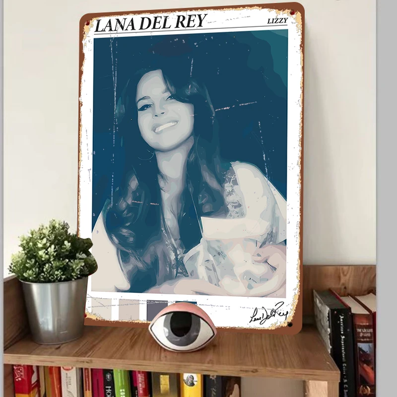 Lana Del Rey Lizzy Portrait Metal Tin Sign Custom Wall Art Decor for Music Fans Room Decoration