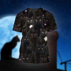 Cartoon Cat Graphic Men's T-shirt 3D Printing Casual  Streetwear Tee Shirts O-neck Tops Loose Daily Short Sleeve Oversized Tees
