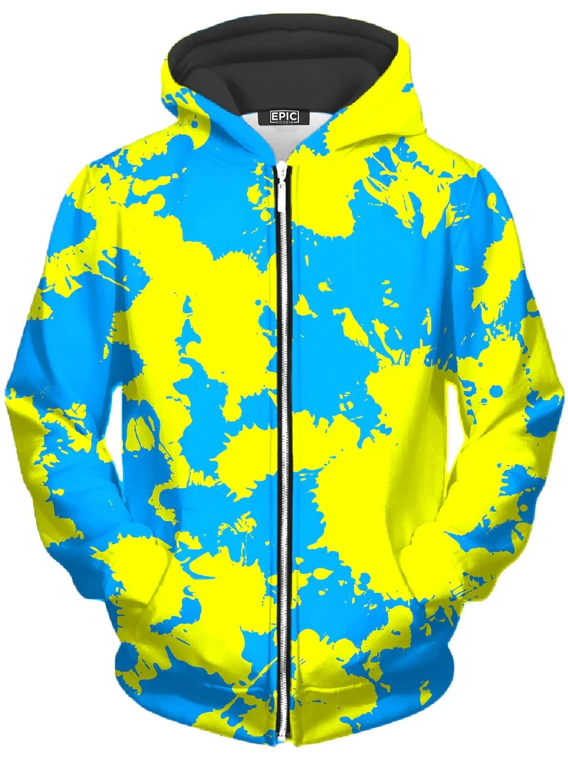 Kolorowa bluza z kapturem z grafiką Tie-dye Mężczyźni Pop Bluzy z nadrukiem 3D Męski płaszcz codzienny Y2K Plus Size Płaszcz sportowy z zamkiem błyskawicznym — zdjęcie 7