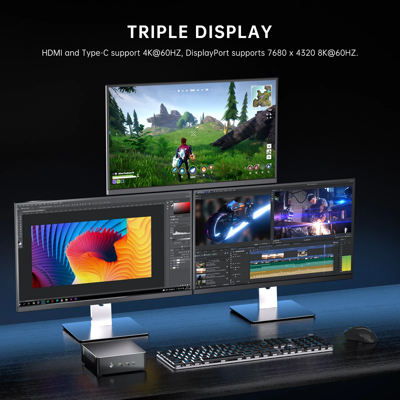 MSECORE MQ12 Mini Gaming PC Intel Core I5-12450H DDR5 NVMe SSD WiFi6 BT5.2 Dual 2.5G LAN USB4 eGPU Triple 4K Office Desktop