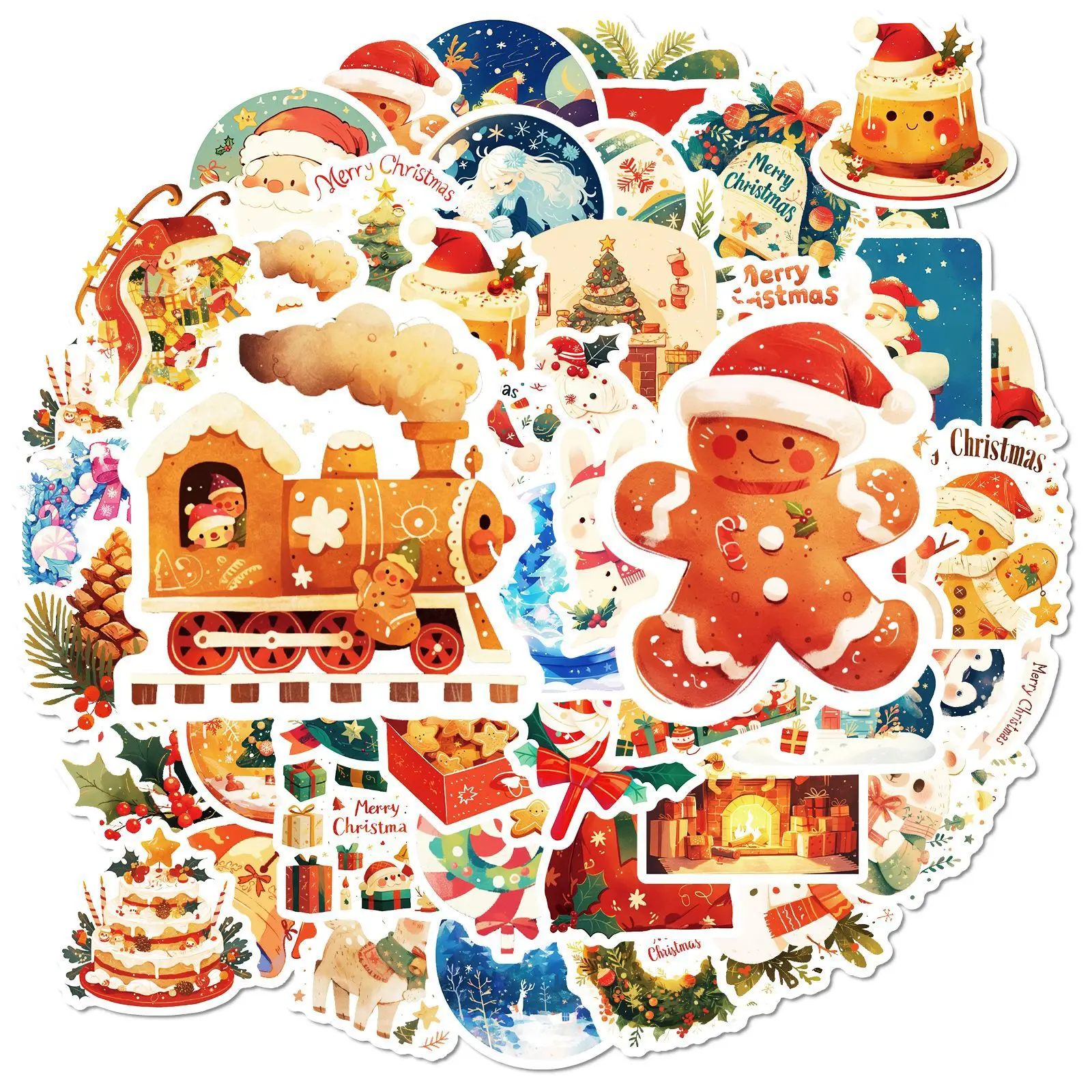 10/30/50PCS Christmas Day Celebration Cartoon Cute Gingerbread Man Graffiti Sticker Decorative Luggage Guitar Waterproof Decal