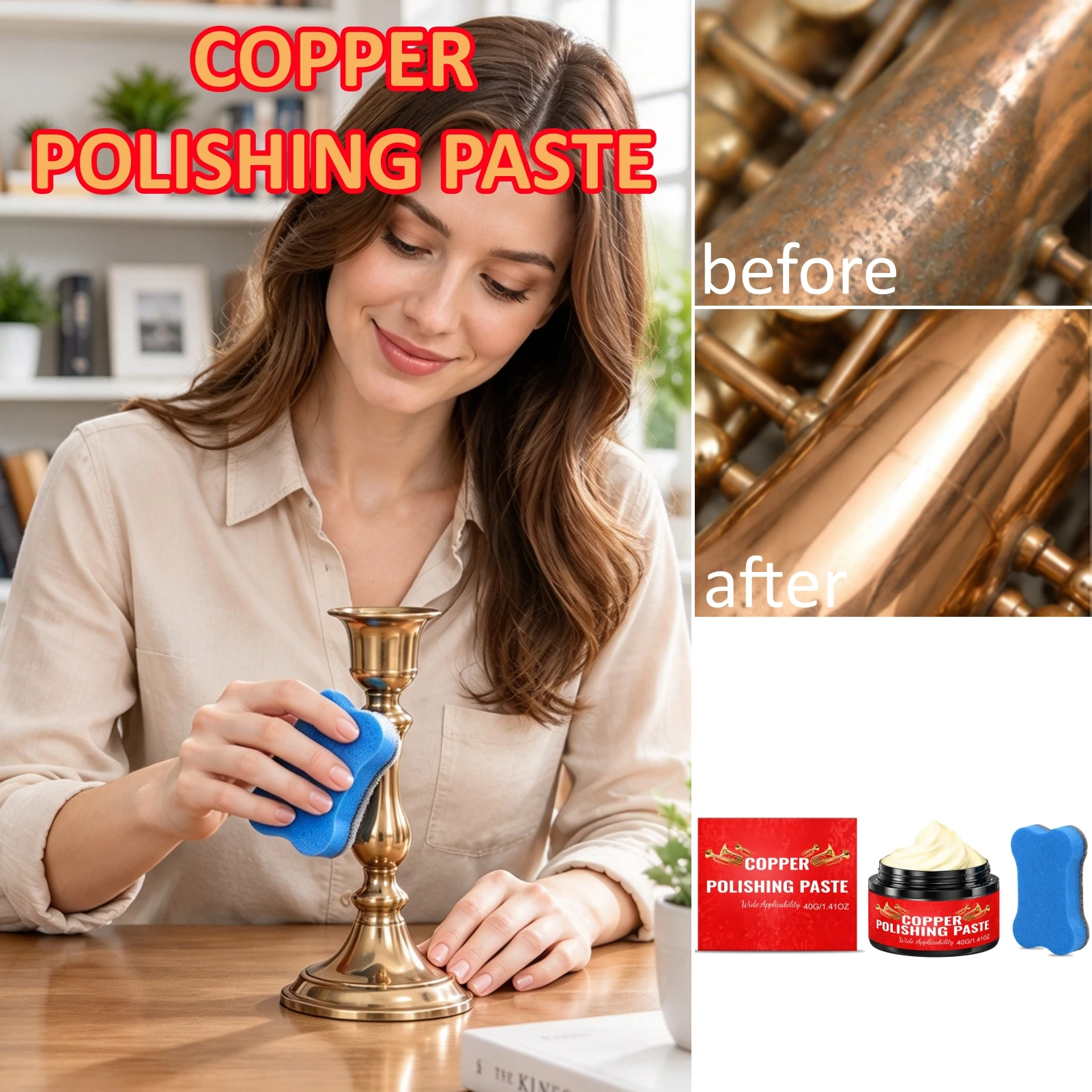Copper Metal Polishing Paste Revive Dull Brass Surface Musical Instruments Clean Oxidation  Antique Copper Tarnish Remover Cream