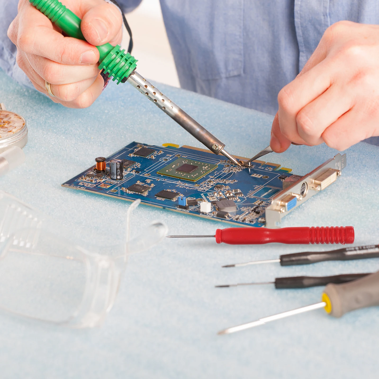 

8Pcs Nonwetting Desoldering Hand Tool Kits Stainless Steel Needles for Capacitors Pin Elements Desoldering Kit