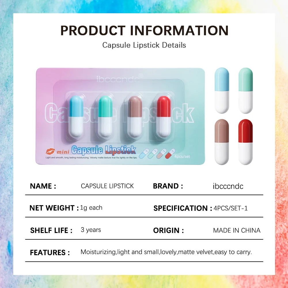 4/6 個パックミニカプセル口紅セットベルベットリップスティックノン