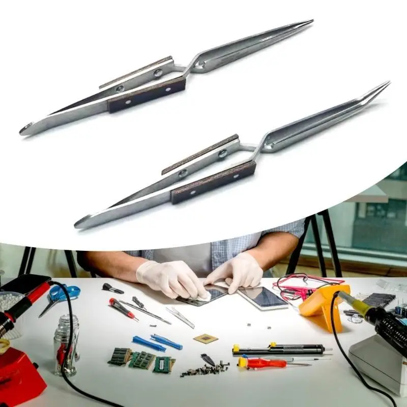 

2025 New Insulated Soldering Tweezer Auto Closing Jewelry Welding Process Repair Hand Tool Tweezer Crosses Locking Clamp Clip