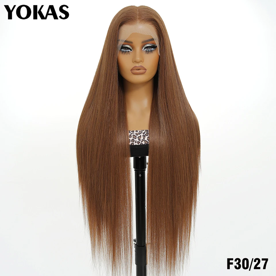 40-Zoll-Synthetik-Lace-Frontal-Perücken für Frauen, 13 x 6 Lace-Front-Perücken mit Hochtemperaturfaser, HD-Spitze, rosa blondes glattes Haar – Detail 16