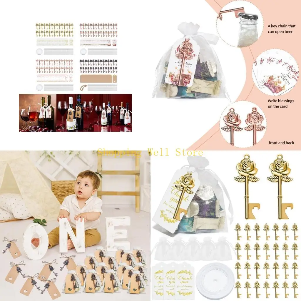 KX4B SET 30 ouvre-bouteille clés Deliate avec à cordon invité Cadeau Gift