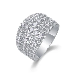 Iced Moissanite Diamond Eternity Ring Wedding Band 925 Sterling Silver Pass Tester Fine Jewelry Plated White Gold Wholesale Gift