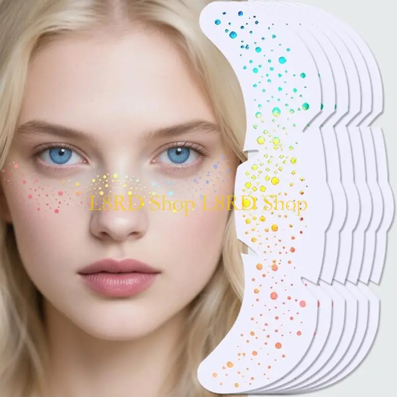 

L8RD 6 Sheets Metallic Glitters Freckles Tattooing Stickers For Creative Party Styles