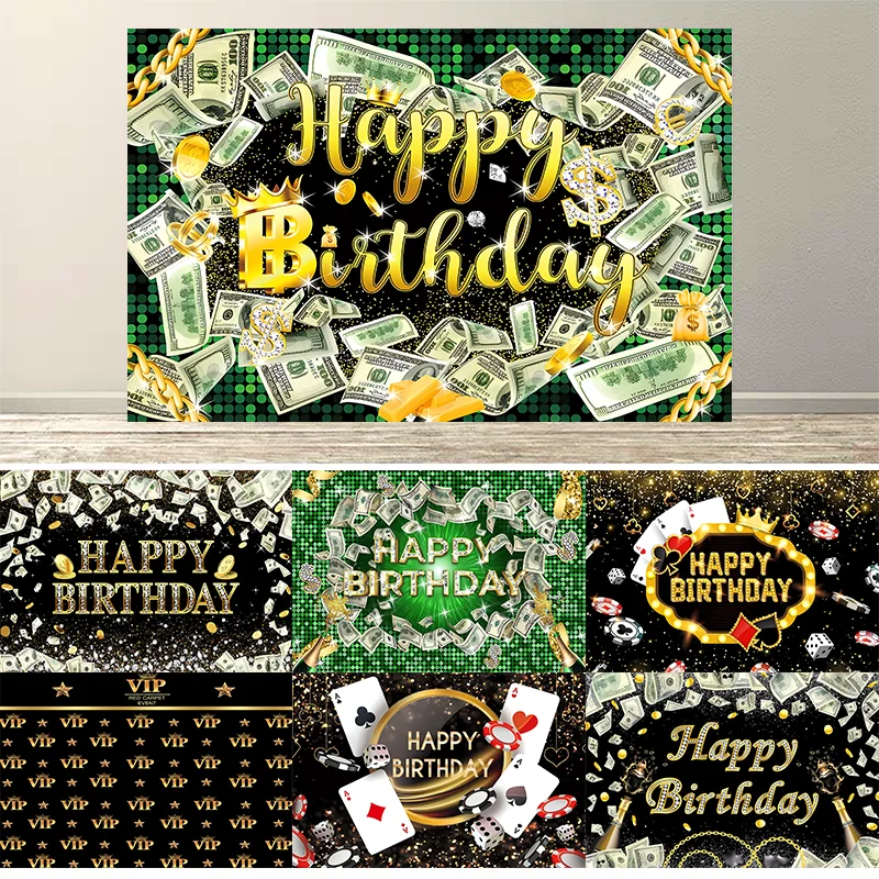 

Cash Money Dollars Bills Theme Bash Birthday Party Bridal Shower Bachelorette Party Decorations Photographic Banner Background