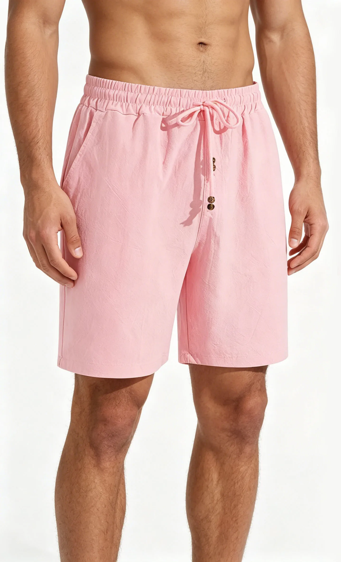 2026 Summer Men's Cotton Linen Shorts Lightweight Breathable Casual Simple Style Daily Sweatpants Short Trousers Beach Shorts