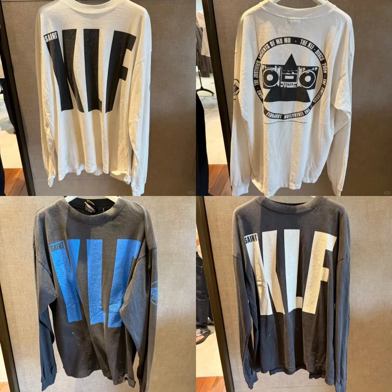 

Letter KLF Printed Retro Saint T-shirt Washed Do Old Loose Casual Long Sleeved Base T Shirt Men Women Fashiona Top
