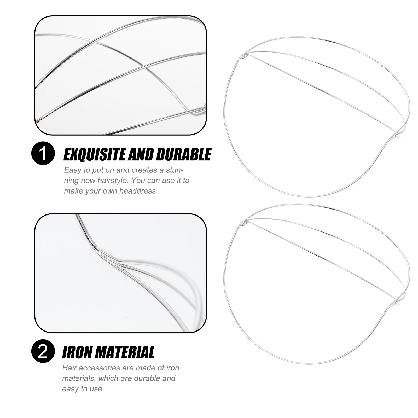 

2pcs Hair Base DIY Crown Frame for Headdress Making White K Iron Material Wedding Banquet Party Accessories Headband
