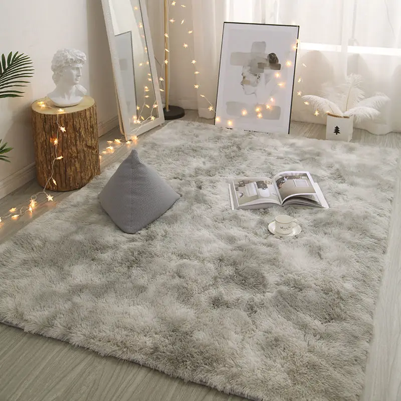 Nordic Ins Wind Tie-dye Gradual Change Silk Plush PV Plush Living Room Coffee Table Mattress Bedside Bedroom Dining Room Carpet