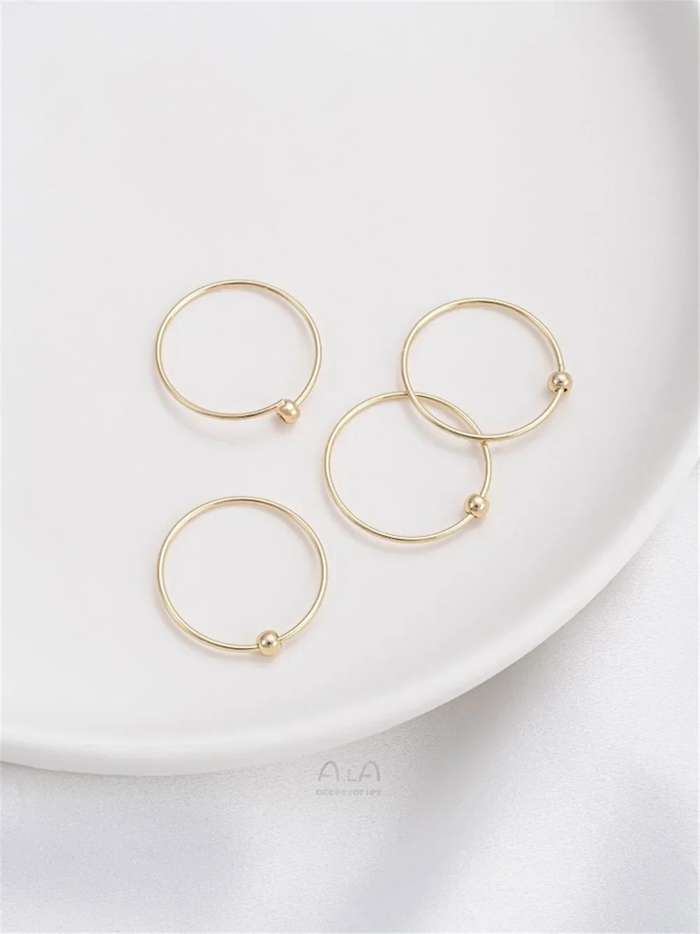 

14K-wrapped Golden Bead Earrings with Open Round Wire Diy Handmade Beaded Ear Accessories Handmade Materials E339