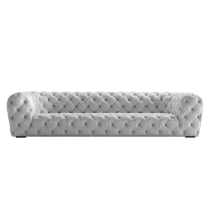 

Italian light luxury first-layer matte leather sofa modern living room designer single double three-person pull buckle