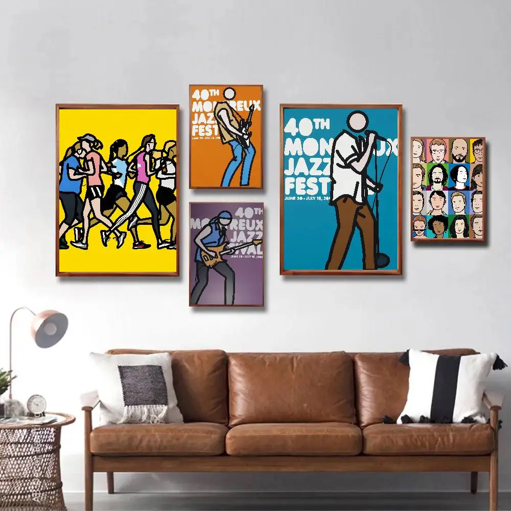 Plastic Art Julian Opie Poster Gallery Prints Self Adhesive Home Decor Decoration Wall Decals Living Room Sticker