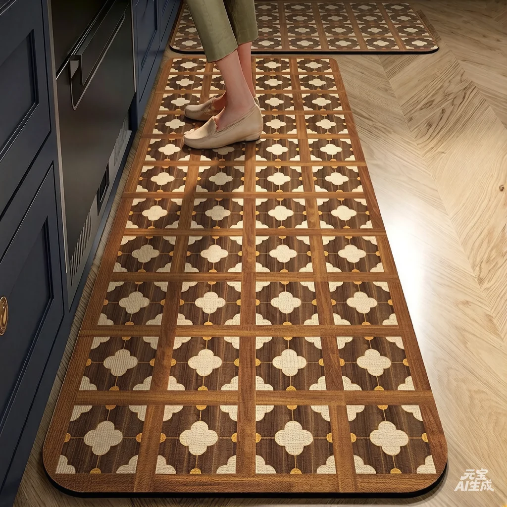 VIKAMA Vintage-Style Rug Dirt-Resistant, Slip-Proof, Wash-Free, Suitable For Kitchen, Dining Room, Laundry Room And Home Decor