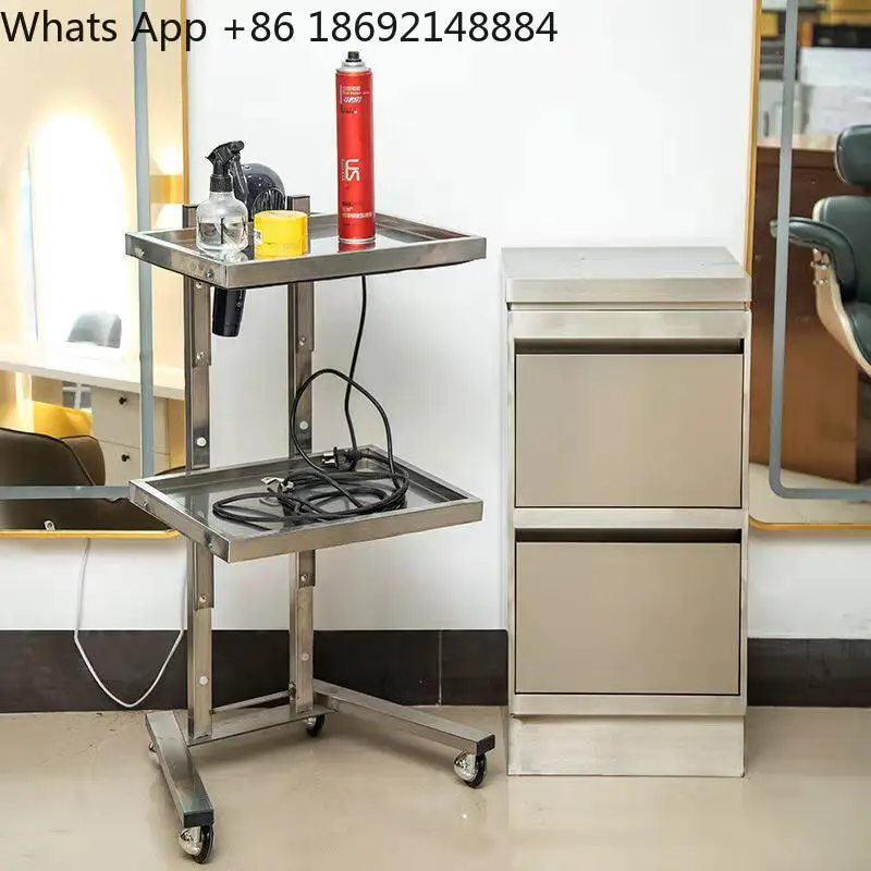 Stainless steel beauty salon storage beauty oil mobile bar cart perm and dyeing tool cart folding cart