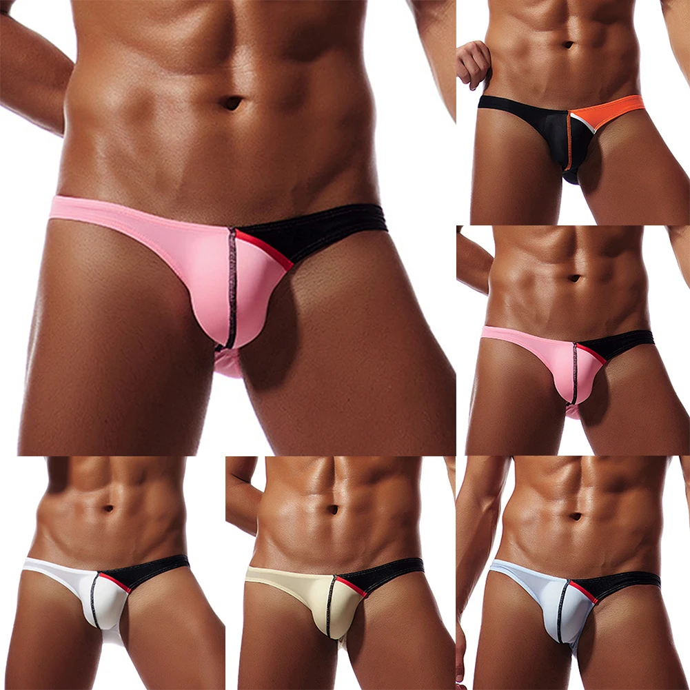 رجل الحرير الجليد بيكيني ملخصات جذوع الملابس الداخلية السراويل الانتفاخ الحقيبة خفيفة الوزن منخفضة الارتفاع منظور تنفس رقيقة الرجال سراويل #6