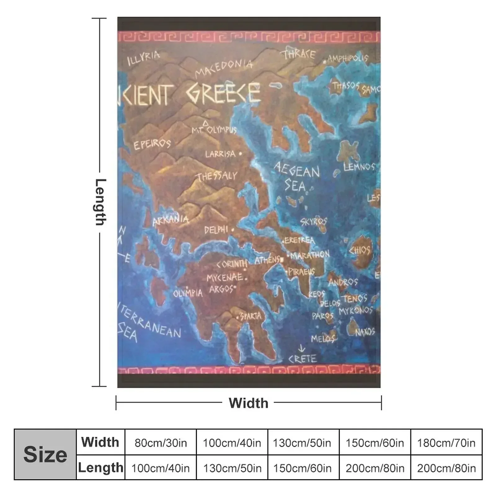 Map of Ancient Greece Throw Blanket couch cozy soft plush fuzzy picnic outdoor blanket