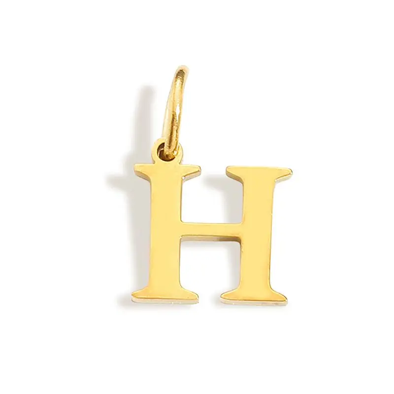 26 Buchstaben Alphabet Initiale 10 mm Charm Anhänger Schmuck Gold Edelstahl Einfache PVD vergoldet DIY Halskette Armband Schmuck