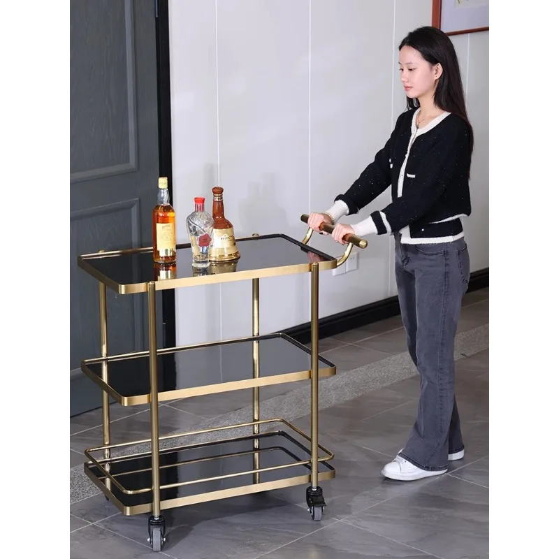 Hotel restaurant hand push mobile pastry wine cart multi-function service food delivery truck 4S shop tea snack truck commercial