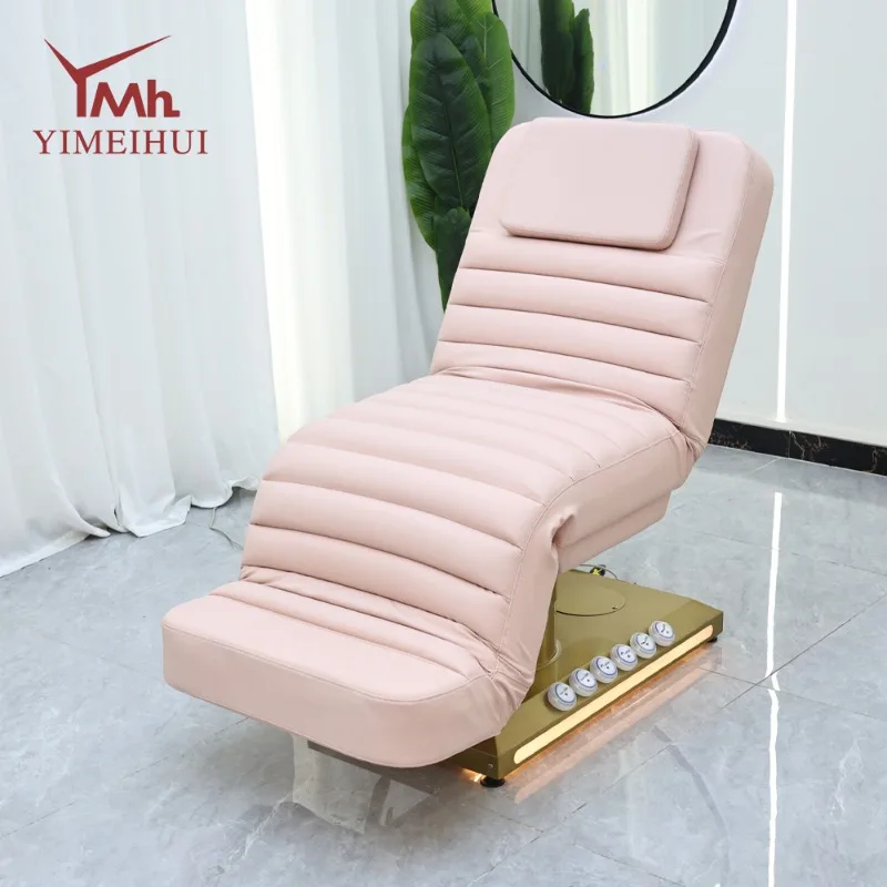 Modern Pink Aesthetic Chair for Hair Salon Adjustable Electric Facial Spa Bed with Synthetic Leather Lash Massage Bed