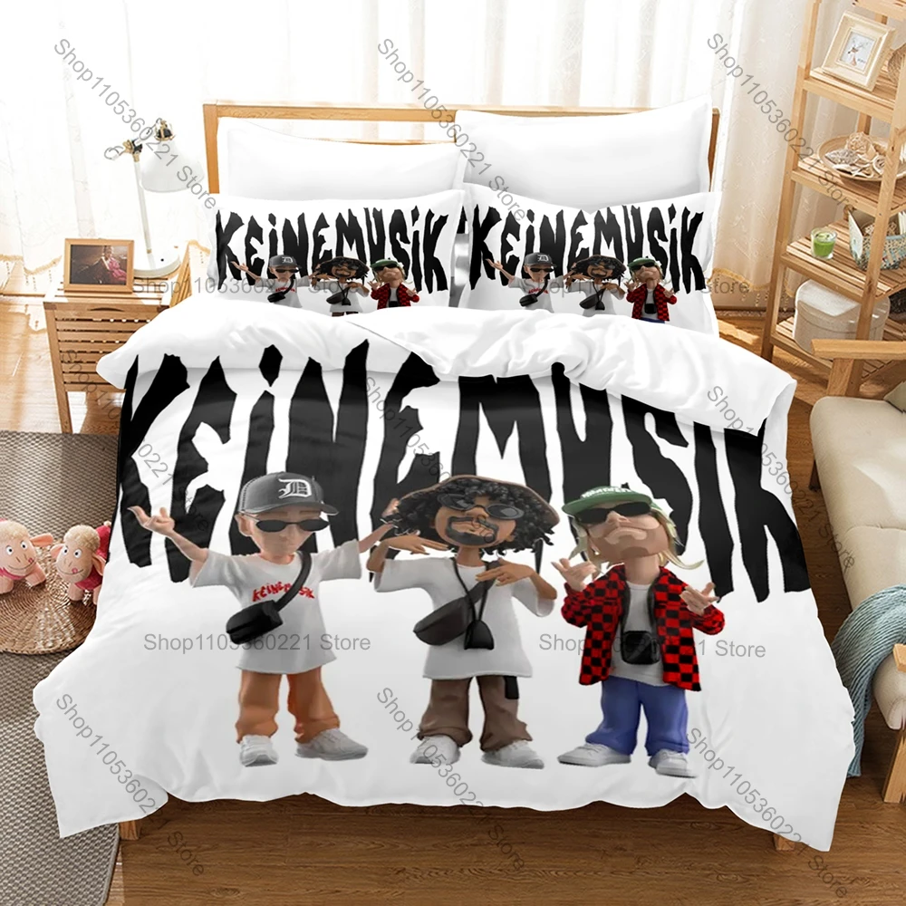 Cool Minimalist Black White Logo Graphic Keinemusik x Pacha Ibiza Underground Tech House Bedding Set Duvet Cover With 2 Pillowca