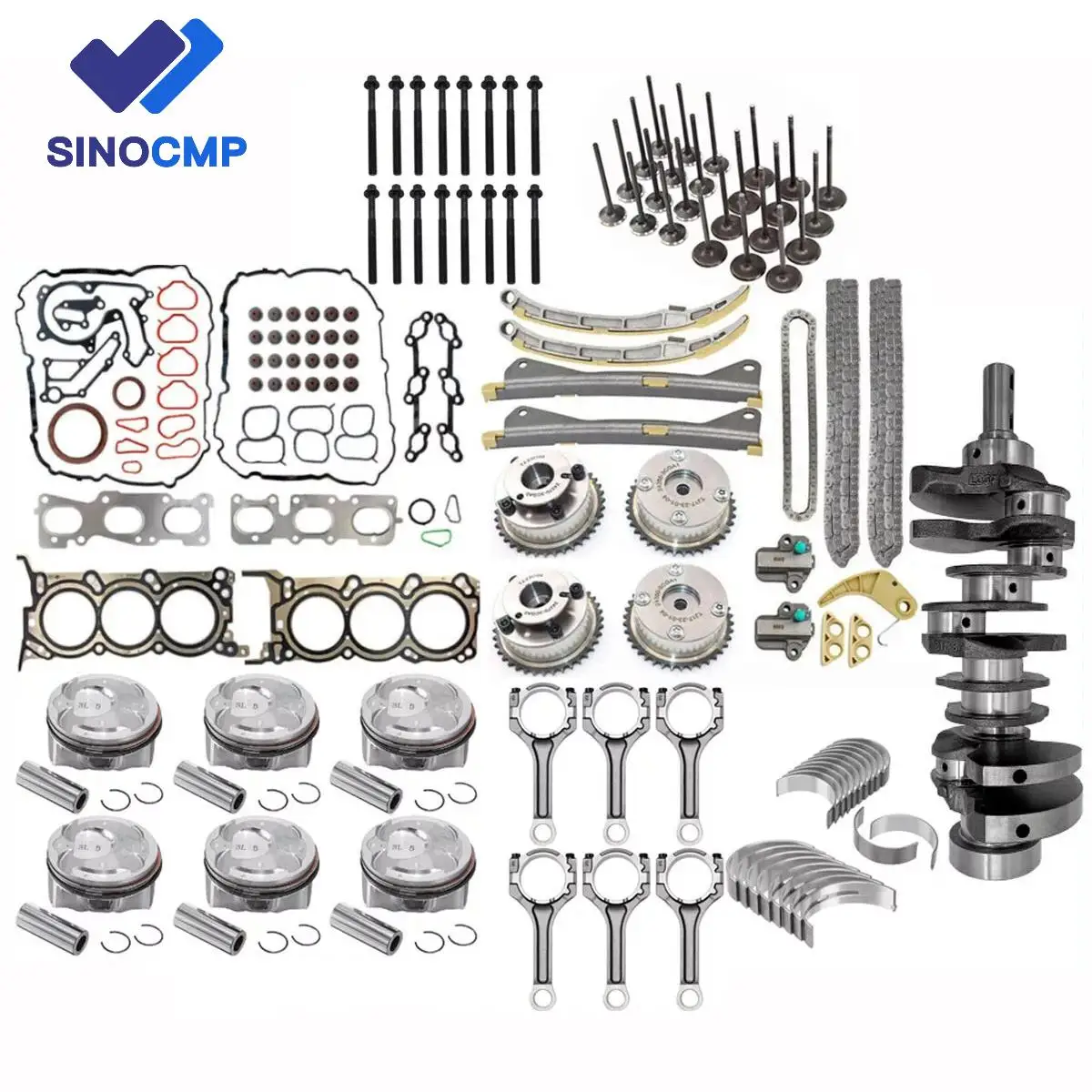 G6DH 3.3L Engine Rebuild Kit - Crankshaft Rods Timing Chain VVT For 10-16 HYUNDAI Santa Fe Azera KIA Sorento Sedona Cadenza 3.3L