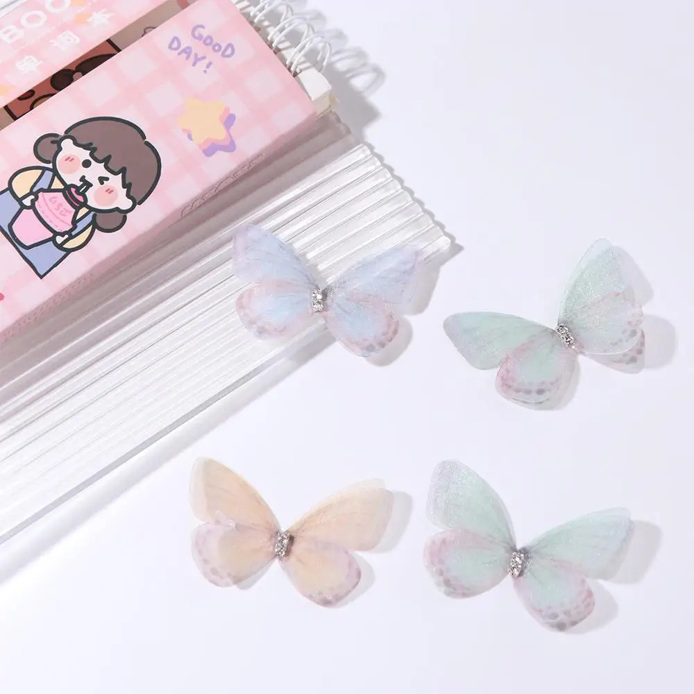 

20PCS Rhinestone Gauze Butterfly Applique 3D Jewelry Accessories Mesh Butterfly Patches Simulation Butterfly Dreamy