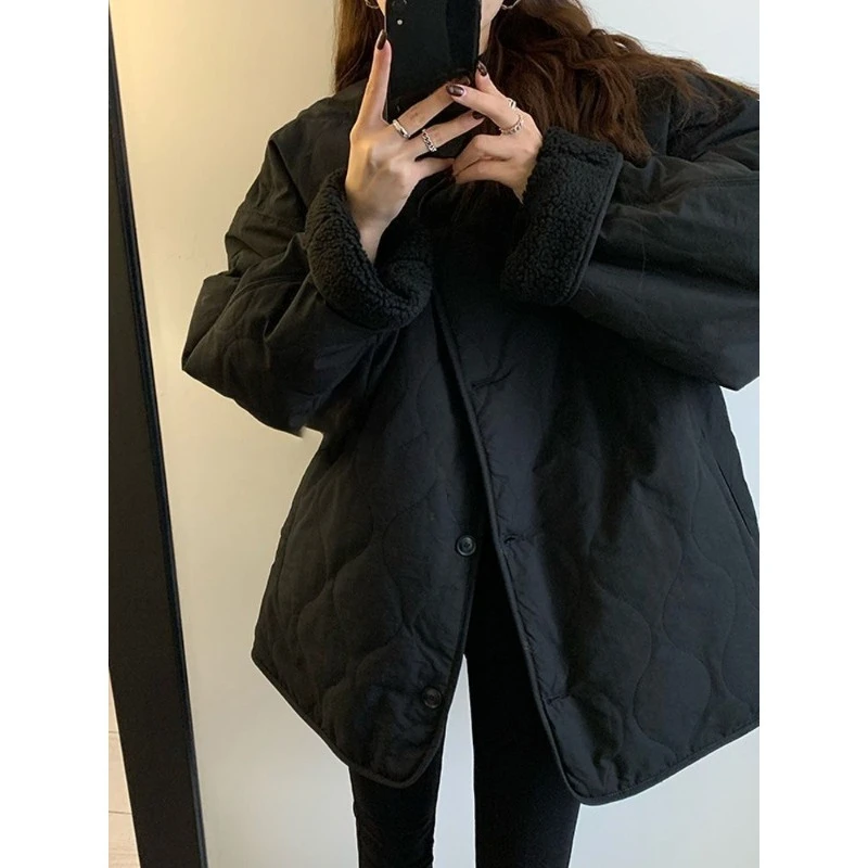 

2025 Winter New Korean Versatile Loose Cotton Jacket with Advanced Design and Thick Coat Parkas Trend Female Clothing
