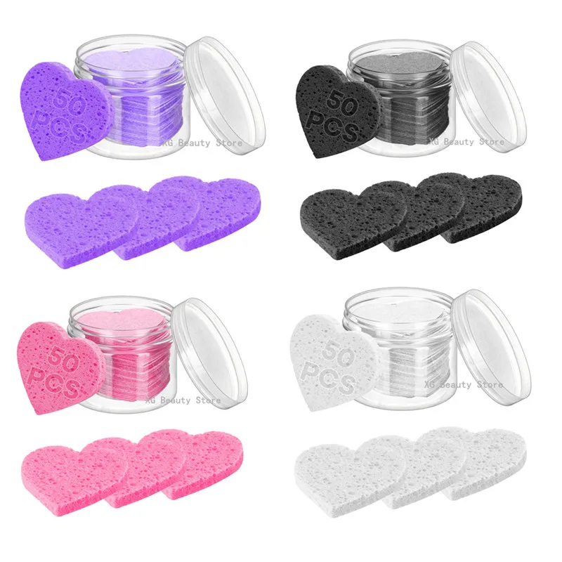 10/50 قطعة نفخة ماكياج مع صندوق قابلة لإعادة الاستخدام إسفنجة الوجه وسادة مضغوطة الطبيعية منصات تنظيف الوجه التقشير للتنظيف