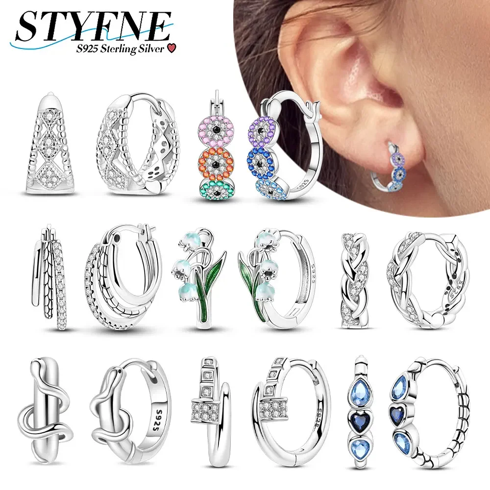 

Sterling 925 Silver Sparkling Braided Three-layer Stone Snake Bone Pattern Earrings for Women's High-end Fine Jewelry Gifts