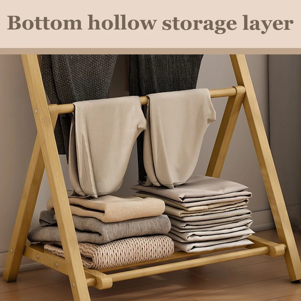 

Bamboo Freestanding Wood Hangers with Storage Shelf Quilt Display Stand Waterproof Towel Holder Organizer for Home Laundry