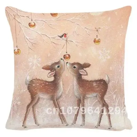 

2021 New Year 2022 Christmas Linen Cushion Cover Home Decorations Xmas Ornaments Supplies Natal Noel Navidad