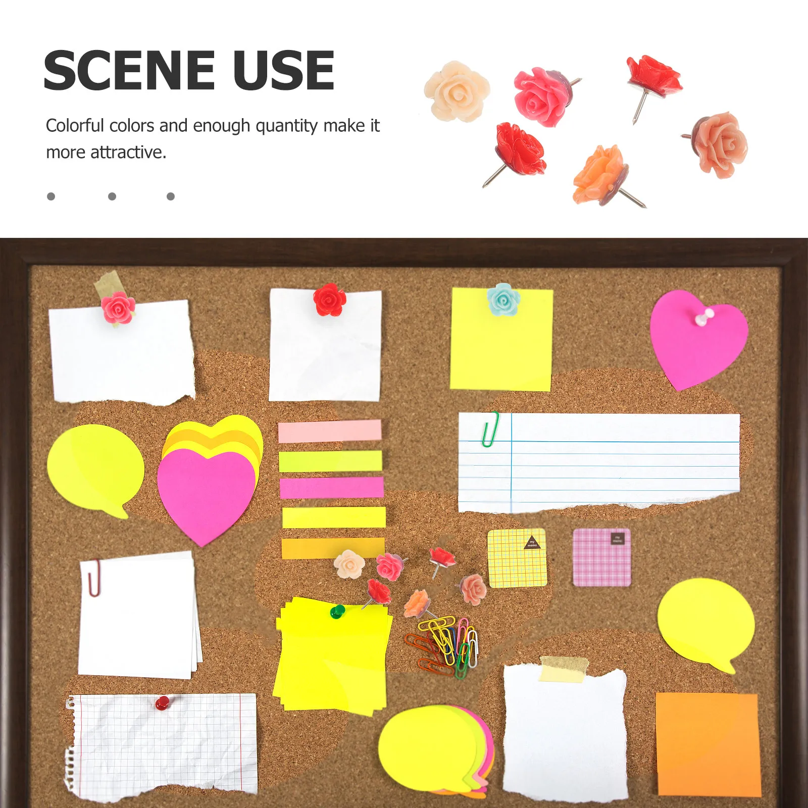 30Pcs Rose Push Pins Decorative Thumbtacks Household Multi-Function Poster Message Board Accessory Colorful Resin Metal Pins