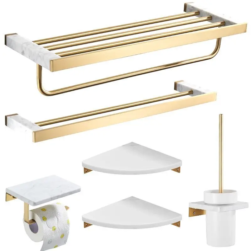 New style 6 Piece Bathroom Hardware Set Bath Accessories Kit Bathroom Fixtures towel rack set