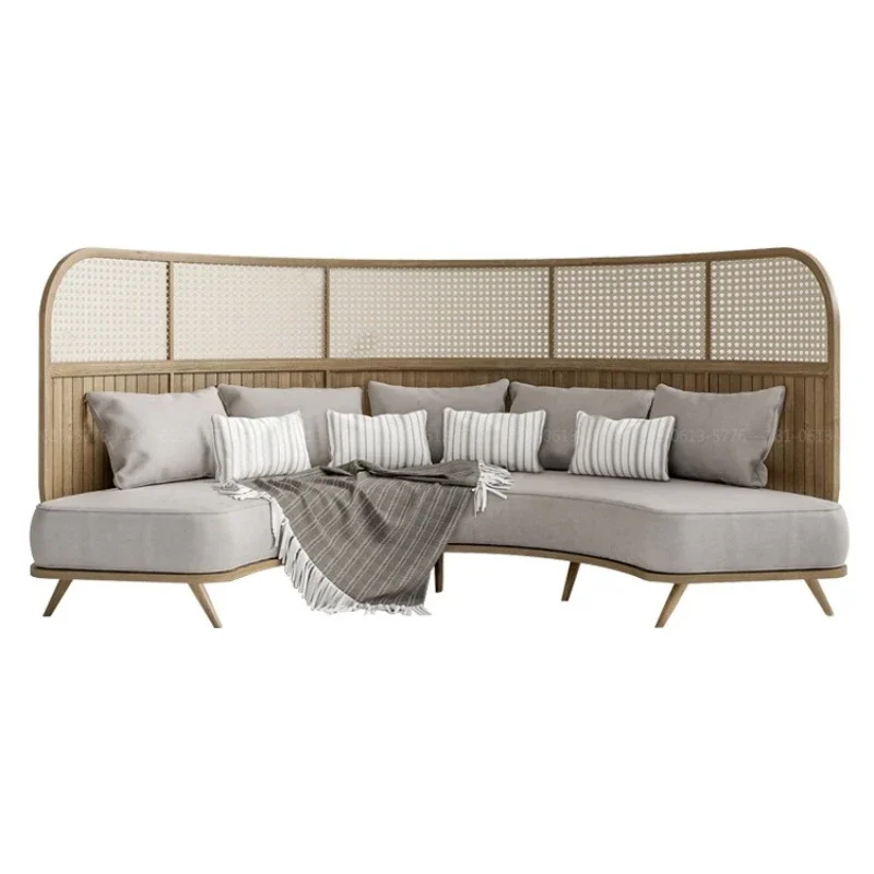 Model room solid wood bed, dining table, chairs and sofa full set, designer matching modern minimalist furniture