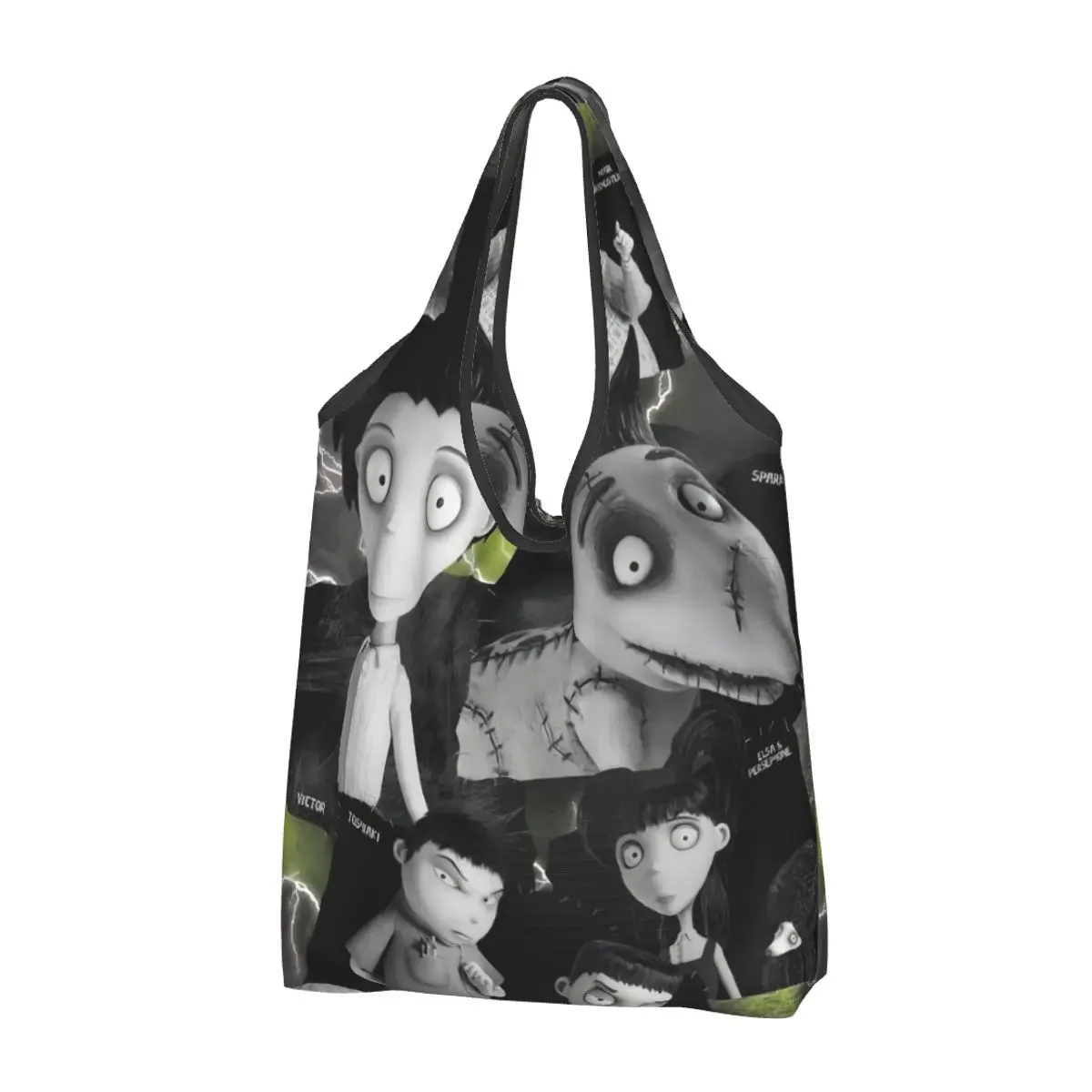 Custom Frankenweenie Sparky Shopping Bag Women Portable Big Capacity Grocery Tote Shopper Bags