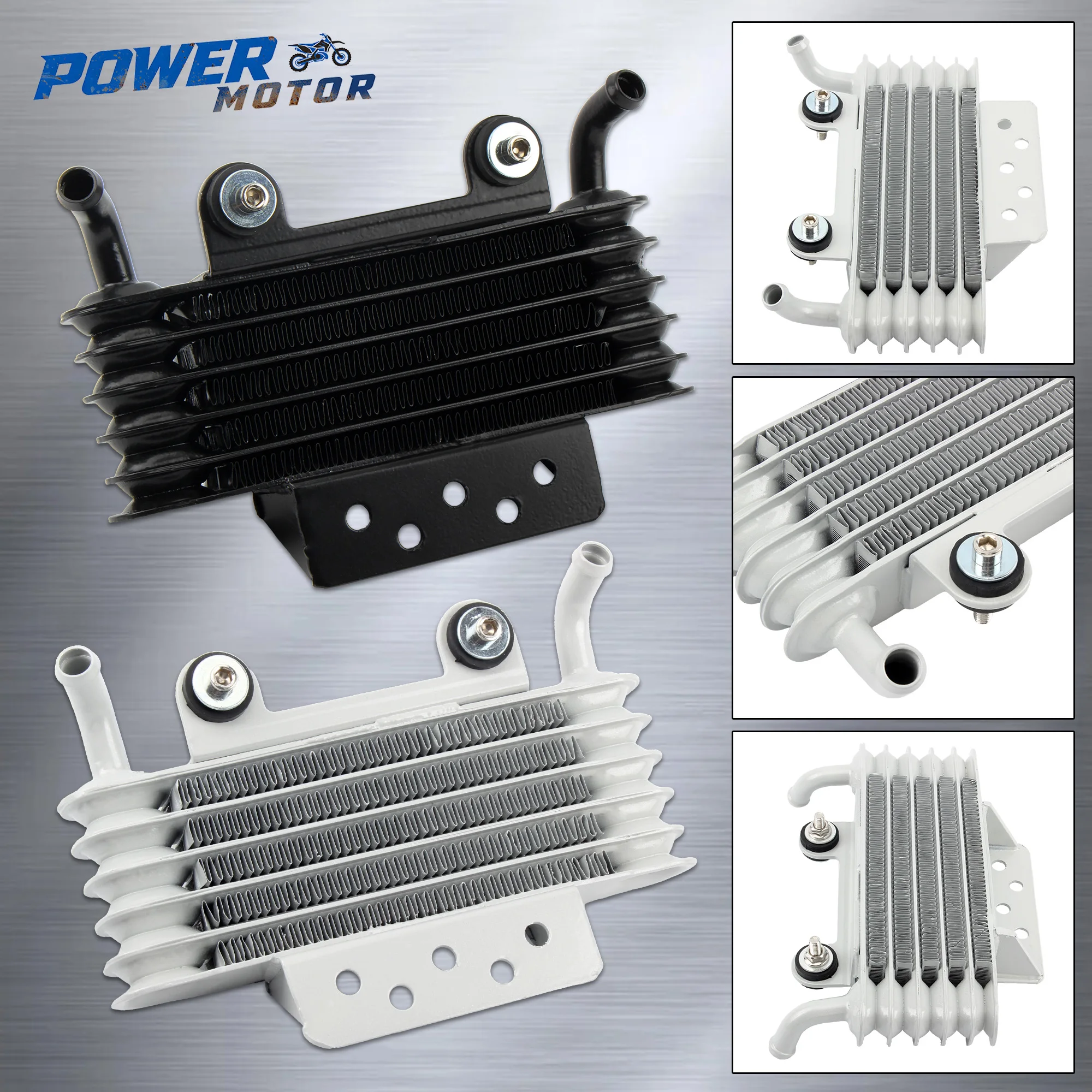 

5 Row Motorcycle Engine Oil Cooler 205mm Aluminum Oil Radiator 90mm Mounting Hole Universal for 125-250cc Motocross Dirt Bike