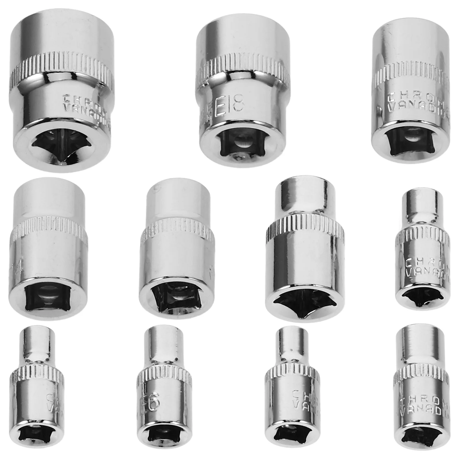 

11Pcs Hexagonal Plum Socket Vanadium Steel Heat Treated Long Sleeve Anti-Rust Car Repair Wrench Sleeve Star Socket