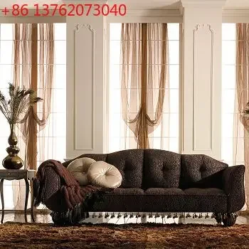 

Fabric three-person sofa, villa living room sofa, solid wood three-person sofa