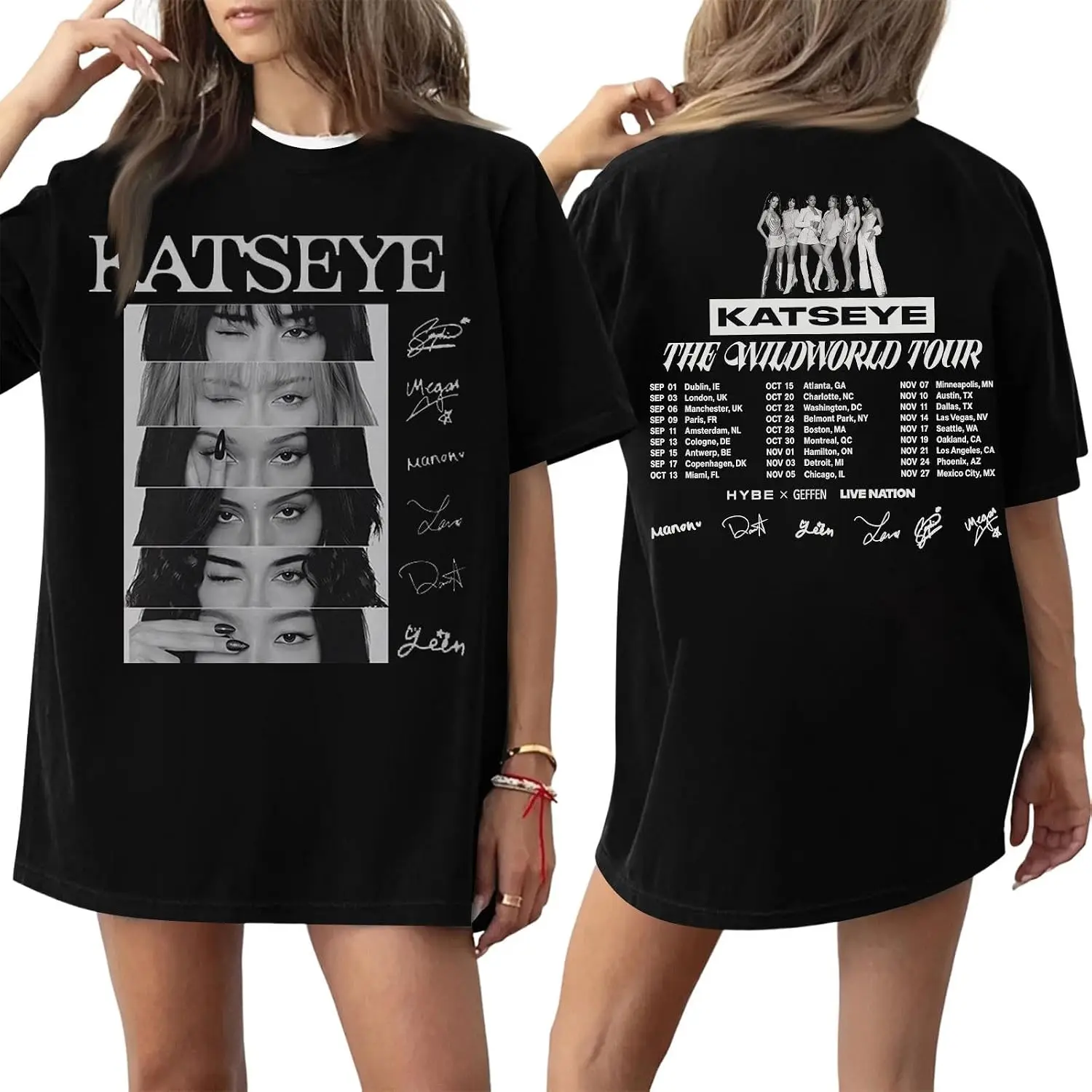 Fashion Katseye T-shirt for Women Short Sleeve Katseye The Wildworld Tour 2026 Tshirt Fun Singer Girl Group Katseye T Shirt