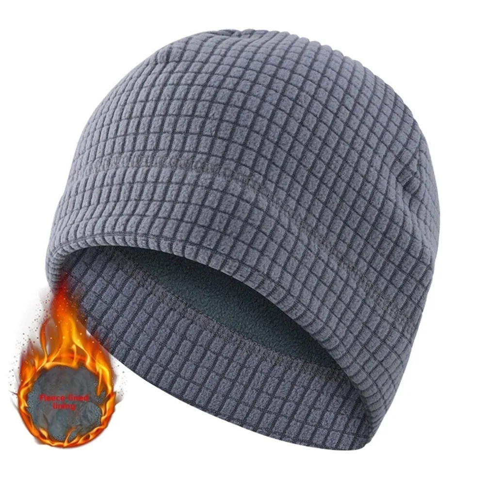 

Модная шапка-бини на флисовой подкладке, сохраняющая тепло, вязаная шапка, однотонная ветрозащитная пуловерная шапка, зимняя