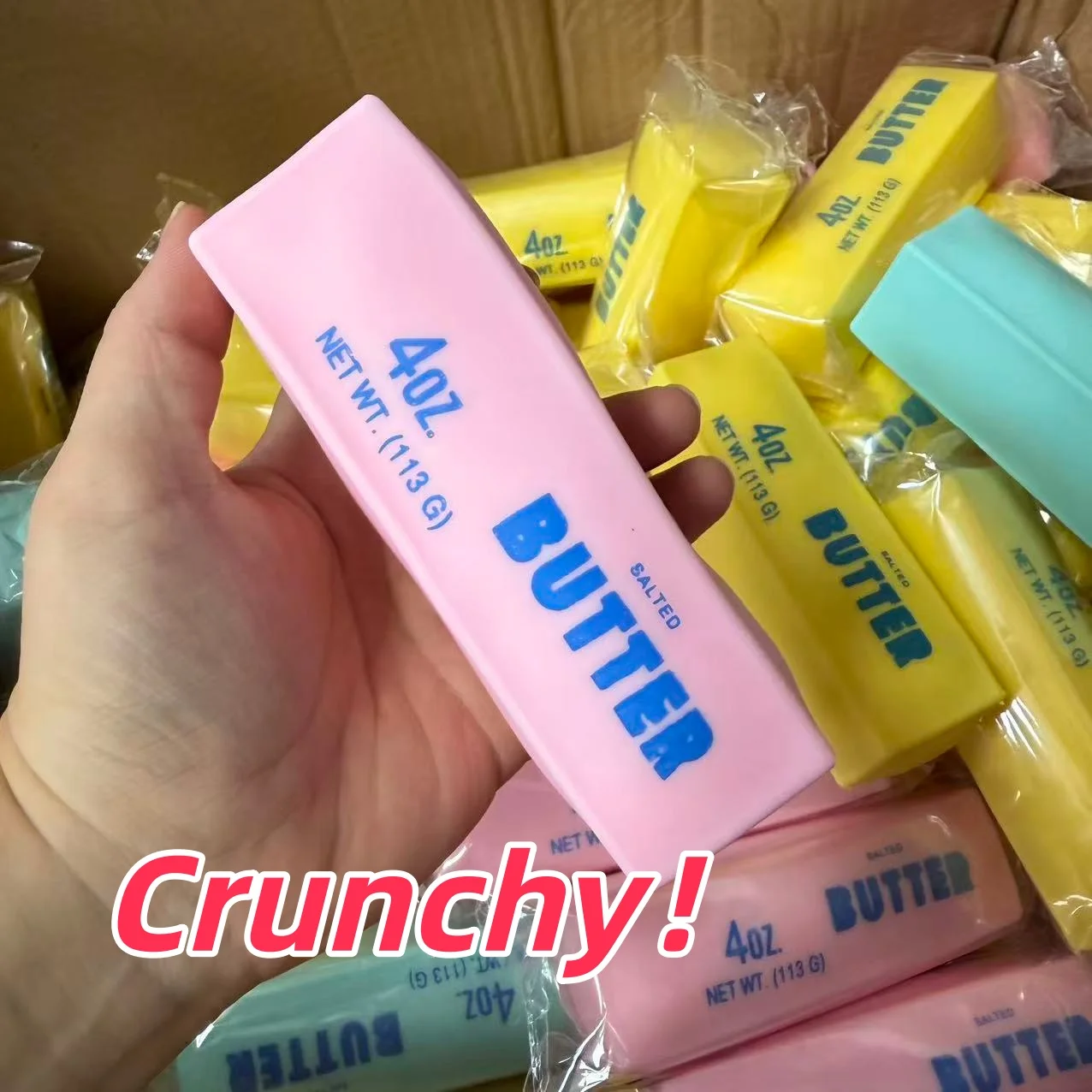 Butter-Stick Squishy Stressball Knuspriges Langsam Zurückfederndes Quetschspielzeug Knisterndes Sensorisches Fidget-Spielzeug Angstlinderung Handübung Geschenk