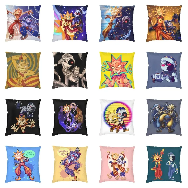 Sundrop And Moondrop FNAF Security Breach Cushion Cover Velvet Throw Pillow Cases Sofa Chair Decor Home Pillowcase With Zipper