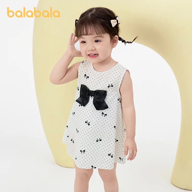 

Balabala Baby Dress Girls Dress 2024 Summer New Baby Princess Dress Fashionable Stylish Sweet Exquisite and Elegant