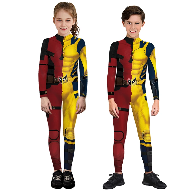 Deadpool 3 Wolverine Cosplay Traje para Meninos e Meninas, Macacão Unisex Halloween, Festa de Superherói Bodysuit, Zentai