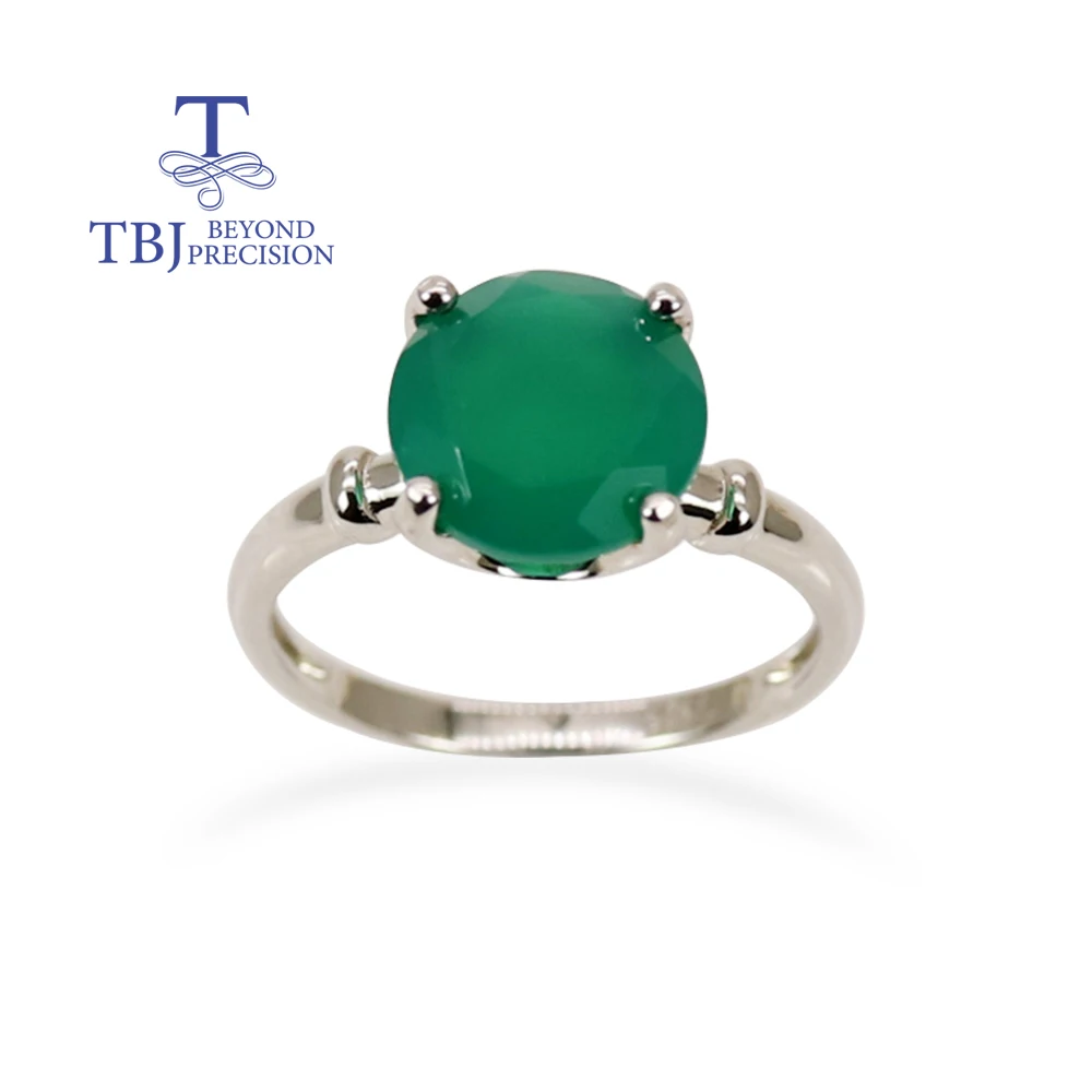 

Женские кольца из натурального зеленого агата, круглые драгоценные камни 10,0 мм, простой дизайн, серебро 925 пробы, повседневная одежда, изысканные ювелирные изделия